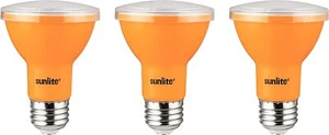 Sunlite 81469 LED PAR20 Colored Recessed Light Bulb 3W Amber, 3-Pack - Picture 1 of 4