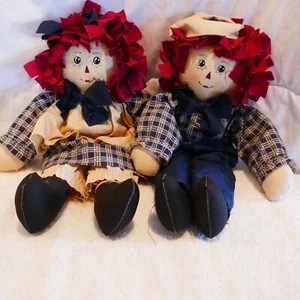 Muñeca Raggedy Ann and Andy 12"" felpa suave todo paño (juego de 2) hecha a mano - Imagen 1 de 11