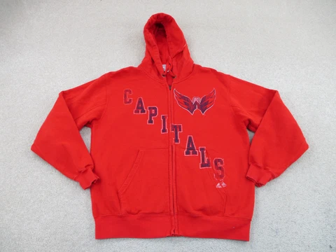 Washington Capitals Sweater Adult Small Red Blue Hockey Hoodie Sweatshirt Mens Cover