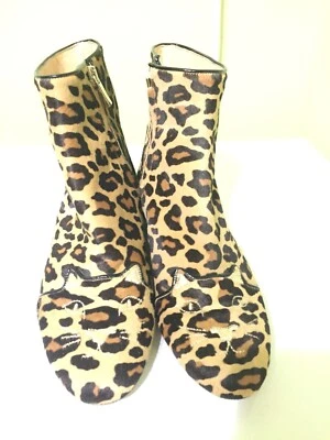 CHARLOTTE OLYMPIA Leopard Print Puss kitty flat ankle booties Sz.38/8 Pre-Owned - Image 1 of 4