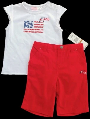 NWT IZOD Toddler Girls White & Red Two Piece Shorts Set(Size 3T) NEW - Изображение 1 из 4