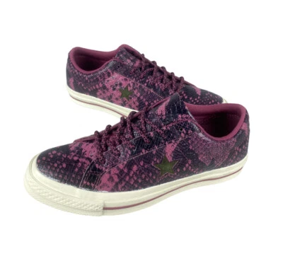 NUEVO Zapatos Converse One Star Piel de Serpiente de Buey Púrpura Blanco Cuero para Mujer Talla 9 Foto 1 de 4
