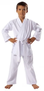 Uniformes de Karate Blanco PoliAlgodón Arte Marcial 8oz Gi Nuevo con Cinturón Niños Unisex - Imagen 1 de 12