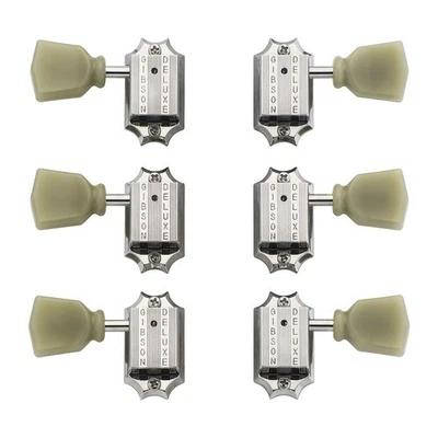Gibson Deluxe Tuners 3 x 3 Kluson Style with Bolt Bushing (Nickel, Green Key)