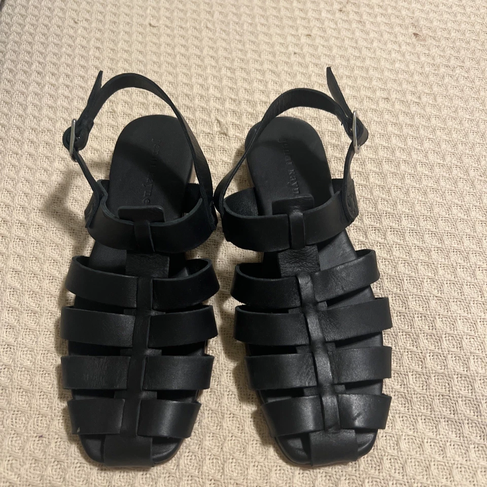 Jenni Kayne Leather Lake Sandals Black  Sz 37 - Image 1 of 4