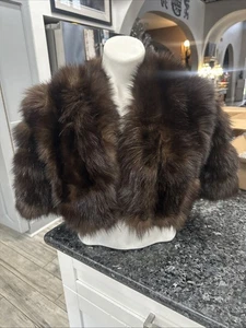 Vintage Genuine Mink Fur Stole Shawl 50's Cape Wrap Silk Lined Excellent Shiny - Picture 1 of 11