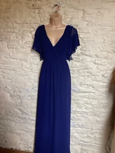 BNWOT Navy Mock Wrap Bridesmaid Party Cruise Event Maxi Dress size 16 - Picture 1 of 9