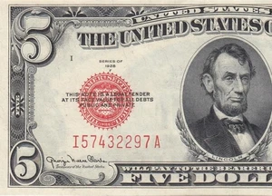 1928-F UNITED STATES NOTE FIVE DOLLARS $5 "I" (( GEM UNC )) - Picture 1 of 6