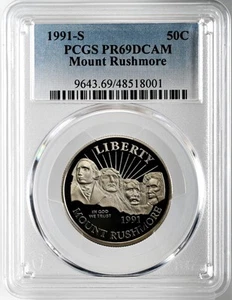 1991-S 50C MOUNT RUSHMORE PROOF HALF DOLLAR COMMEM PCGS PR69 DCAM #48518001 - Picture 1 of 4