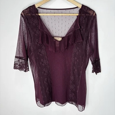 Blusa Top Para Mujer Y2K Encaje Transparente Malla Forrada Talla Grande Años 90 Cachicha Hada B54 Foto 1 de 4