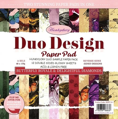 BUTTERFLY ROYALE DELIGHTFUL DIAMONDS HUNKYDORY Duo Design 8x8 Sample Papers - Image 1 of 4