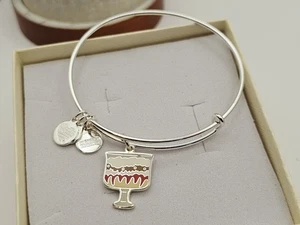Alex Ani FRIENDS ENGLISH TRIFLE Silver Charm Bangle Bracelet With Gift Box 🎁 - Picture 1 of 17