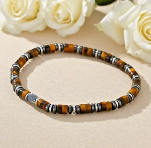 Tiger Eye Hematite Beads Healing Protection Strength Attract Luck Men's Bracelet - Picture 1 of 3