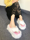 Women 100% Real Rabbit Fur Flip-flops Wedge Heel Sandals Slippers Platform Shoes