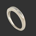 Solid 18K White Gold Round And Baguette Diamond Wedding Band Anniversary Ring