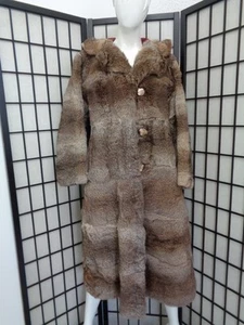 NEUWERTIGE NATURBRAUNE KANINCHENFELL JACKE MANTEL DAMEN WOMAN GRÖSSE 2-4 PETITE MIT KAPUZE - Bild 1 von 1