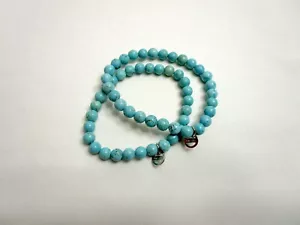Misaki Dyed Howlite Stone Beads Turquoise Color Stretch Bracelets - Picture 1 of 5