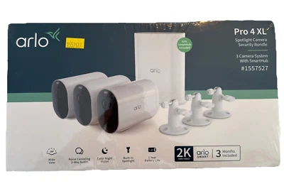 Arlo Pro 4 XL Spotlight Wireless Indoor/Outdoor 3 Camera Bundle FACTORY SEALED - Image 1 of 4