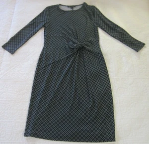 Vestido Brooks Brothers para mujer talla M negro estampado de diamantes anudado - Imagen 1 de 6