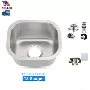 13"x13" Undermount Small Bowl Kitchen Bar Prep Sink Stainless Steel New - Picture 1 of 5
