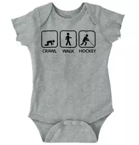 Funny Crawl Walk Hockey Sports Athlete Jock Newborn Baby Boy Girl Infant Romper - Picture 1 of 5
