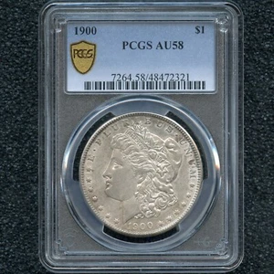 1900 Morgan Dollar PCGS AU58 Gold Shield Certified Philadelphia Coin - Imagen 1 de 2