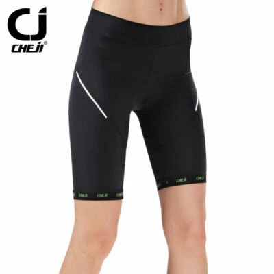 CHEJI Damen Gepolsterte Fahrrad Shorts Reflektierend Radsport Shorts Radhose