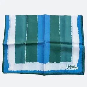 VERA Scarf Long Rectangle Acetate Made In Japan Designer Blue Green Mod Stripes - Picture 1 of 8