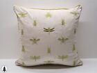 H&M Home Velvet Embroidered Light Beige Insects PILLOW COVER 16x16 Nature Decor