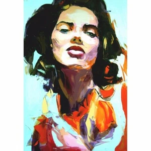 Pintura al óleo grande de alta calidad niña sobre lienzo hecha a mano arte moderno decoración de pared 36" - Imagen 1 de 4