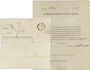 1846 LETTER PLYMOUTH + NORTH CORNWALL RAILWAY + STOKE CLIMSLAND PENNY POST - Picture 1 of 4