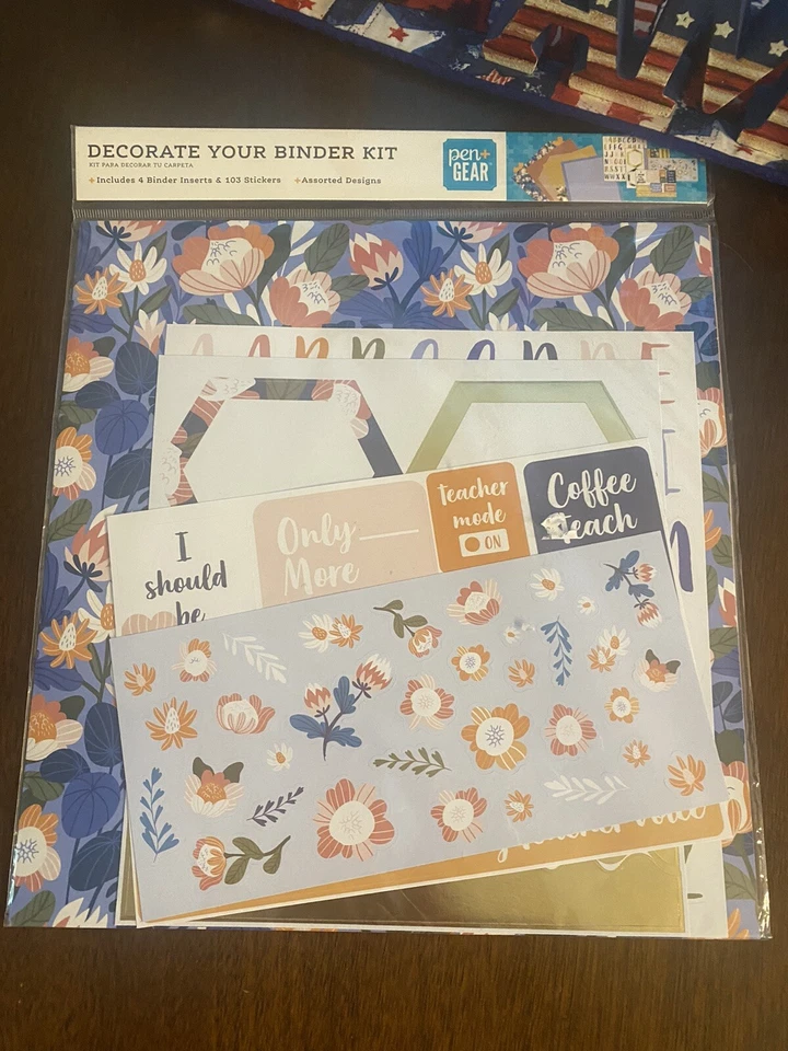 Decorate Your Binder Kit 4 Inserts 137 Stickers Assorted Design Schoolbook Cover