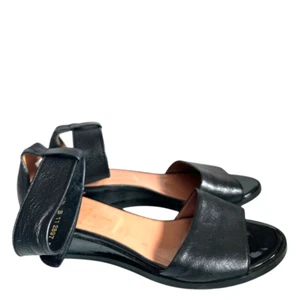 Robert Clergerie sandals. Black leather & and patent heels. 6.5 Made in France - Picture 1 of 13