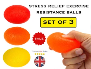 Anti Stress Reliever Hand Exerciser SET OF 3 Anti Stress Balls Physio Arthritis - Picture 1 of 9