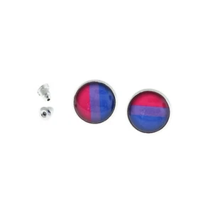 Stainless Steel Earrings - Bisexual Pride Studs - 15mm - 2 Pieces 1 Pair - ER189 - Picture 1 of 3