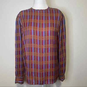 Halston III Vintage 80er Jahre gestreifte Bluse Gr. 8 - Bild 1 von 10