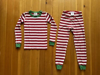 Hanna Andersson - 120 pijamas a rayas rojas y blancas Long Johns Set 120 6/7 pijamas Foto 1 de 4