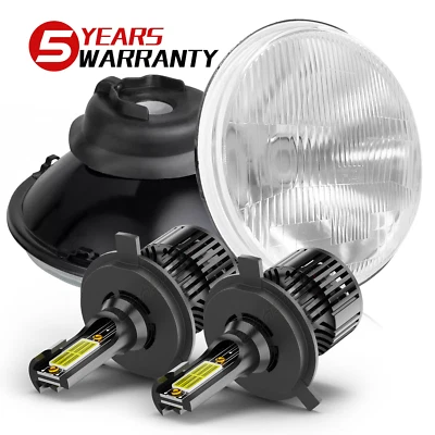 Pair 7" Round LED Headlights Hi/Lo Beam fit Chevrolet Nova 1969-1978 - Image 1 of 4