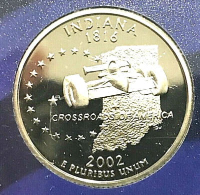 2002  S GEM  PROOF  INDIANA STATE QTR From Proof Sets - Image 1 of 2