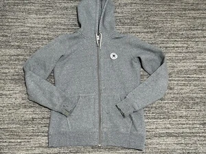 Converse Boy's Small Full Zip Long Sleeve Gray White Hoodie Sweatshirt Logo - Picture 1 of 16