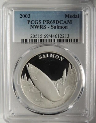 2003 SALMON NATIONAL WILDLIFE REFUGE NWRS SILVER MEDAL PCGS PR69 DCAM #44612213 - Image 1 of 4