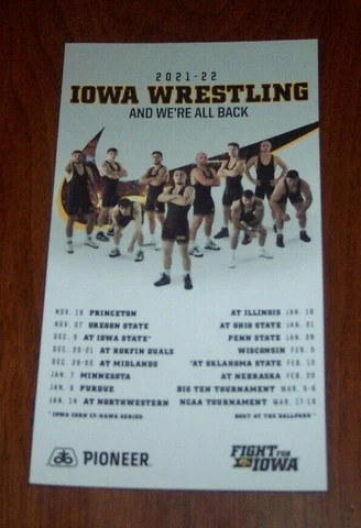 2021-2022 Official IOWA HAWKEYES Wrestling Magnet Schedule Cover