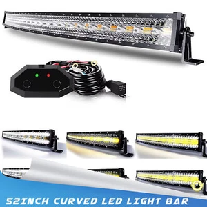 32inch Curved LED Light Bar Spot Flood Combo White/Amber Driving For Truck 180W - Picture 1 of 9