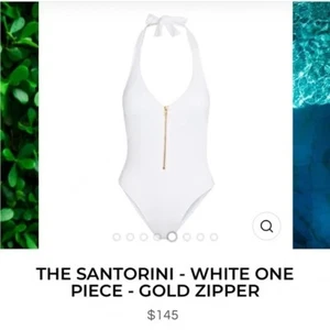 NEW! Kenny Flowers the Santorini Gold Zipper White One Piece M - Picture 1 of 7