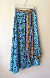 Mandala One Suze Turquoise Wrap Skirt Reversible Double Layer One Size Strap - Picture 1 of 6