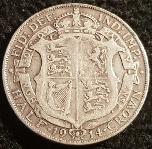 1914 George V .925 Silver Half Crown Coin Lot F3 - Picture 1 of 2