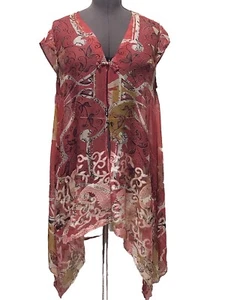 Citron Santa Monica Tunic XL Silk Blend Swim Suit Cover Cruise Resort Feminine - Picture 1 of 7