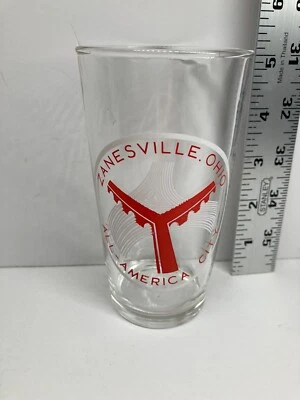 Vintage Zanesville Ohio All America City Drinking Juice Glass Hazel Atlas - Image 1 of 4