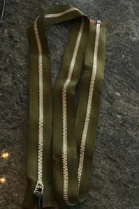 Military Tent or enclosure zipper scovil USA olive drab cloth aluminum 66 1/2 2 - Picture 1 of 11