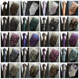 Cravatta uomo Paisley floreale larga 8 cm jacquard cravatta poliestere business HZ021 - Foto 1 di 25